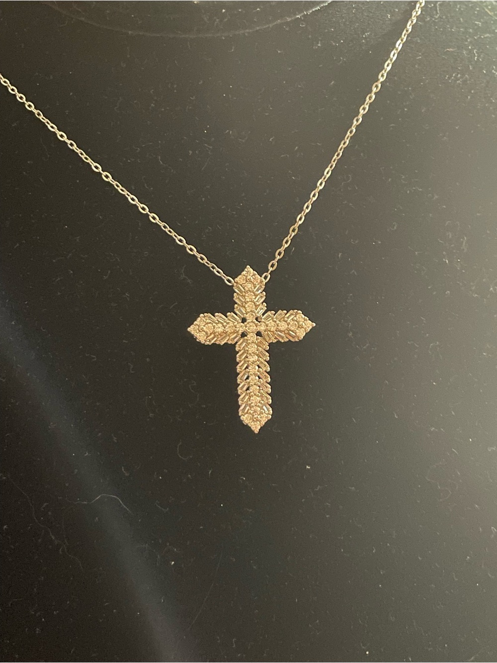 Estate Silver Cross Pendant Necklace
